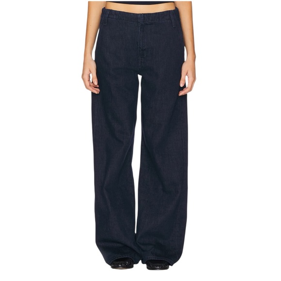 $350 RE/DONE SUPER WIDE TROUSER JEANS SZ 27 dark wash denim 30” waist - Picture 2 of 16